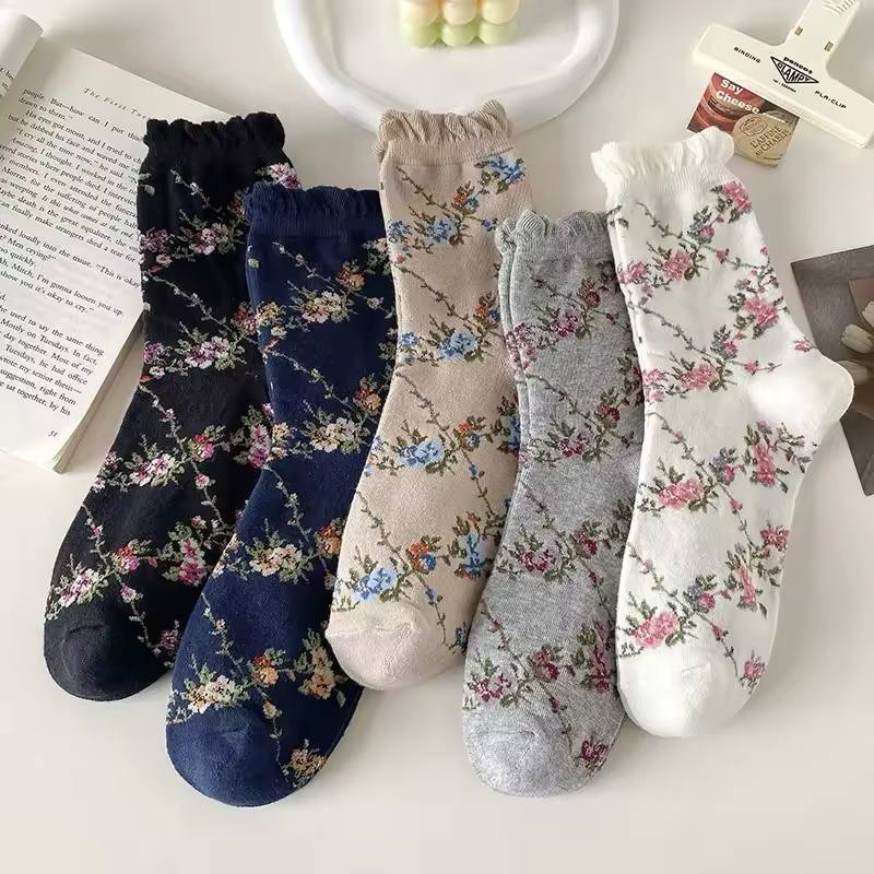 جوراب ساقدار طرح گل گلی🌺