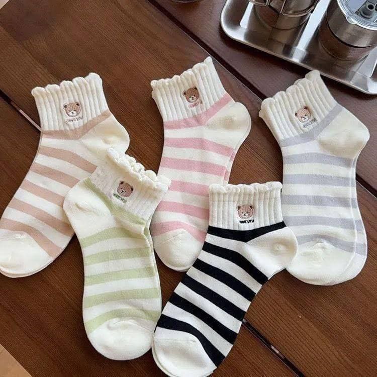 جوراب طرح تدی راه راه🧸